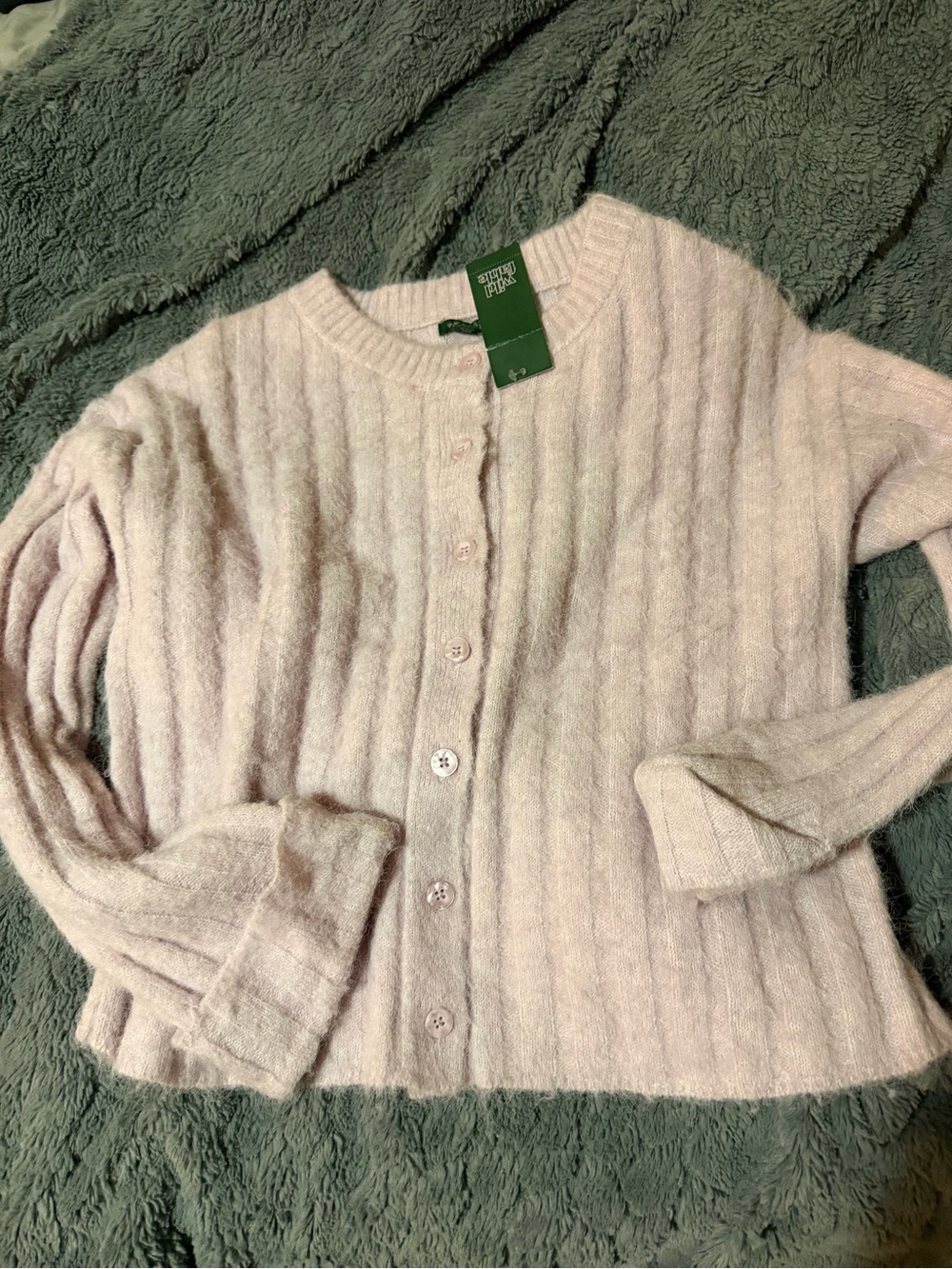 Wild Fable Womens S Lavender Purple Ribbed Fuzzy Knit Button Front Cardigan